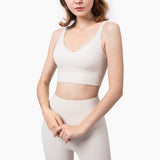 Sexy V Neck Sports Top High Support Yoga Bra