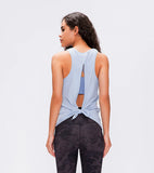 Lady's  racerback bowknot open back t-shirt workout stringer women custom tank top