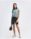 Women's short sleeve fold design T-shirt