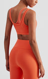 Fake 2 pcs mesh U neck sports training bra