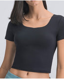 Women's tight O neck smooth fabric T-shirt