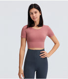 Back cross short sleeve tight T shirt