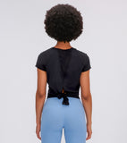 Women's back open loose fit yoga wear top T shirt