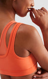 Fake 2 pcs mesh U neck sports training bra