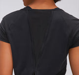 Women's back open loose fit yoga wear top T shirt