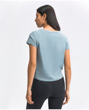 Women's short sleeve fold design T-shirt