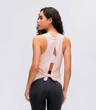 Lady's  racerback bowknot open back t-shirt workout stringer women custom tank top