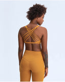 Straps cross back sexy yoga vest top bra for fitness wear