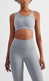 Fake 2 pcs mesh U neck sports training bra