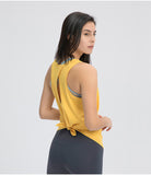 Yoga Vest Women Coverall Running Sleeveless Loose T-Shirt Sports Vest Gym Tank Top