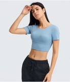 Back cross short sleeve tight T shirt