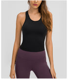 fitness sleeveless  sport vest   short tank top with tight straps for ladies