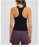 fitness sleeveless  sport vest   short tank top with tight straps for ladies