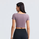 Women's short open front tight smooth fabric yoga wear top