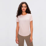 Women yoga soft shirts ladies sports workout top girls running tee Gym t-shirt back open