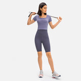 Women's square neck tight fitness gym short sleeve T-shirt