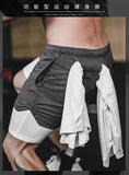 Mens 2 in 1 Running Shorts with Pocket & Towel Loop