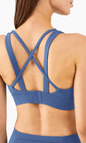 New arrival high impact sports bra with hooks back cross padded yoga bra