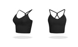 Sexy Back Cross Strappy Cropped Workout Top Padded Sports Yoga Bra