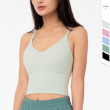 Sexy Back Cross Strappy Cropped Workout Top Padded Sports Yoga Bra