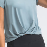 Women's short sleeve fold design T-shirt