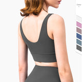 Sexy V Neck Sports Top High Support Yoga Bra