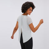 Women's back open loose fit yoga wear top T shirt