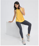 Yoga Vest Women Coverall Running Sleeveless Loose T-Shirt Sports Vest Gym Tank Top