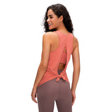 Lady's  racerback bowknot open back t-shirt workout stringer women custom tank top