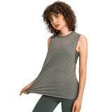 Breathable see through  Loose Fitness Yoga Blank Long Cami Tank Top for Women Gym
