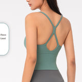 Sexy Back Cross Strappy Cropped Workout Top Padded Sports Yoga Bra