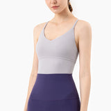 Sexy Back Cross Strappy Cropped Workout Top Padded Sports Yoga Bra