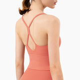 Sexy Back Cross Strappy Cropped Workout Top Padded Sports Yoga Bra