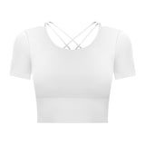 Back cross short sleeve tight T shirt
