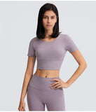 Back cross short sleeve tight T shirt