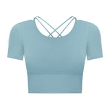 Back cross short sleeve tight T shirt