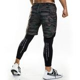 Men's 2 in 1 Running Pants with Zipper Pockets Workout Compression Tights Legging