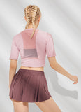 Workout Shirts for Women Mesh Back Fitness Gym Yoga Tops Sleeve T Shirts