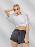 Workout Shirts for Women Mesh Back Fitness Gym Yoga Tops Sleeve T Shirts