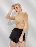 Workout Shirts for Women Mesh Back Fitness Gym Yoga Tops Sleeve T Shirts