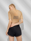 Workout Shirts for Women Mesh Back Fitness Gym Yoga Tops Sleeve T Shirts