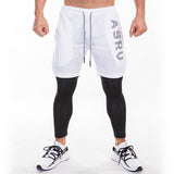 Men's 2 in 1 Running Pants with Zipper Pockets Workout Compression Tights Legging