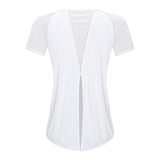 Women's back open loose fit yoga wear top T shirt