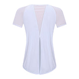 Women's back open loose fit yoga wear top T shirt
