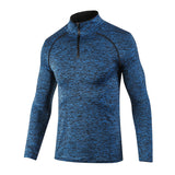 Men's Long Sleeve Quick Dry Lightweight Running Exercise Sports T-Shirt Top with zip