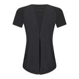 Women's back open loose fit yoga wear top T shirt