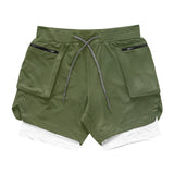 Men’s Running Shorts Quick Dry Gym Athletic Workout Shorts for Men with Zipper Pockets