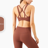 New arrival high impact sports bra with hooks back cross padded yoga bra