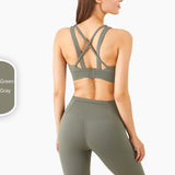 New arrival high impact sports bra with hooks back cross padded yoga bra