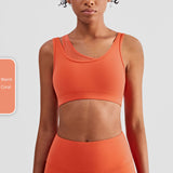 Fake 2 pcs mesh U neck sports training bra